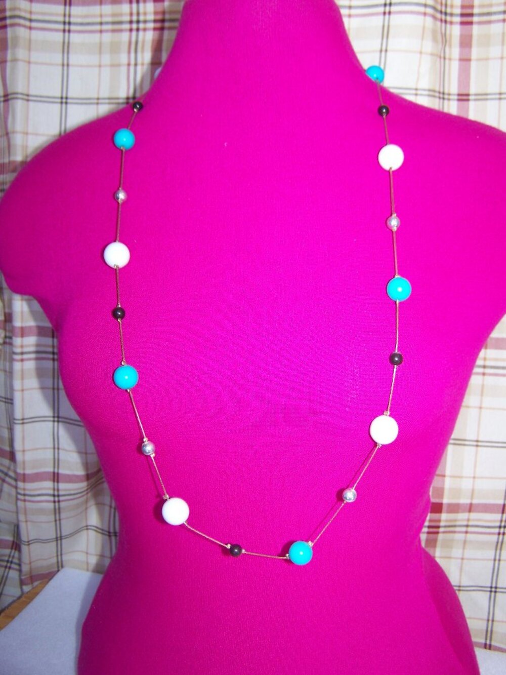 Maurices Large Beaded Necklace - Blue & White